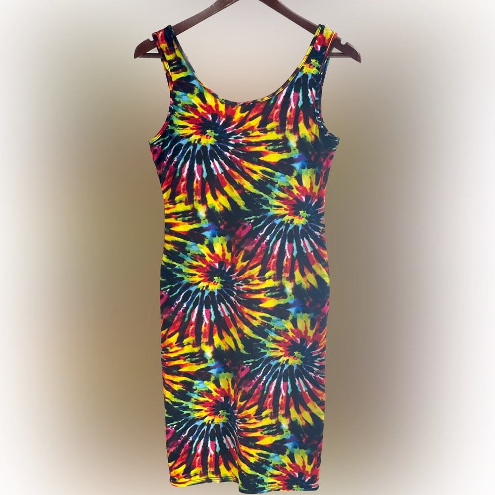 Tye-Dye Swirl Bodycon MINI Tank Dress M